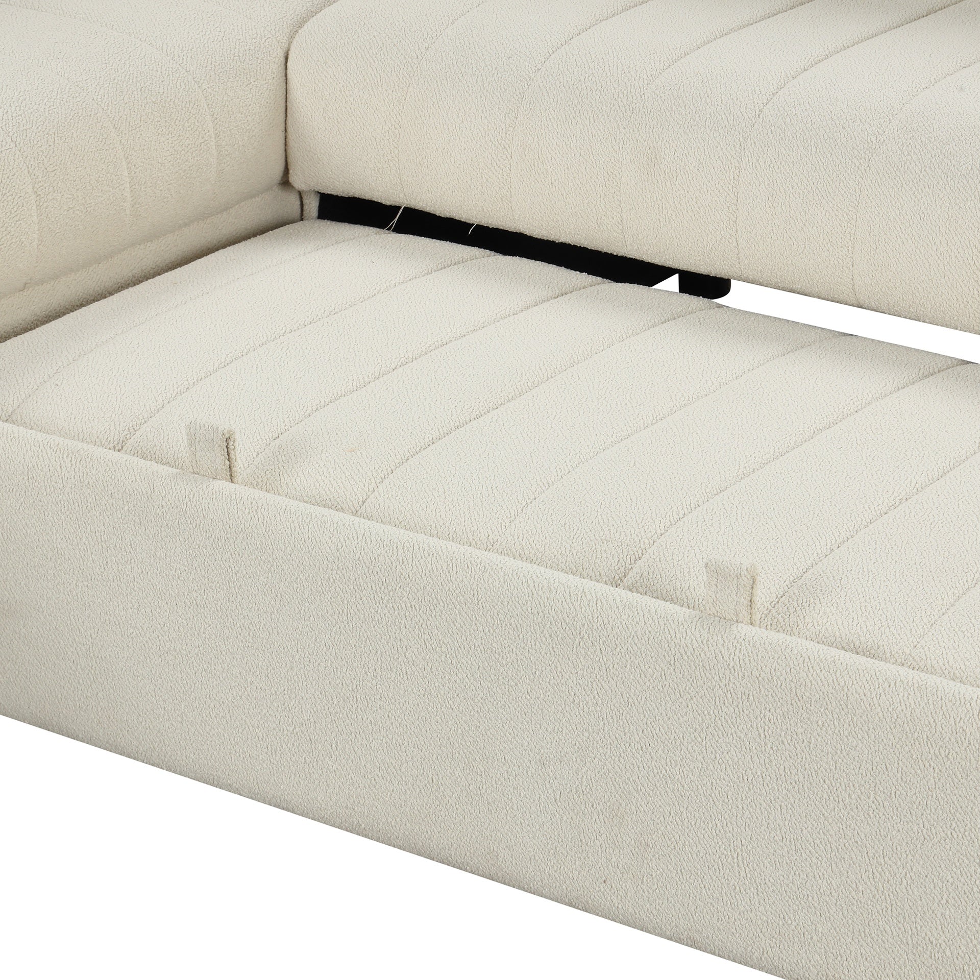 82.6" L-shaped Sectional Pull Out Sofa Bed Sleeper Sofa with Two USB Ports, Two Power Sockets and a Movable Storage Ottoman, Beige