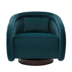 Swivel Accent Chair, 360-degree Swivel Barrel Chair with Velvet Fabric Upholstery, Comfy Pumpkin-Shaped Swivel Chair for Living Room, Bedroom, or Office