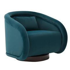 Swivel Accent Chair, 360-degree Swivel Barrel Chair with Velvet Fabric Upholstery, Comfy Pumpkin-Shaped Swivel Chair for Living Room, Bedroom, or Office