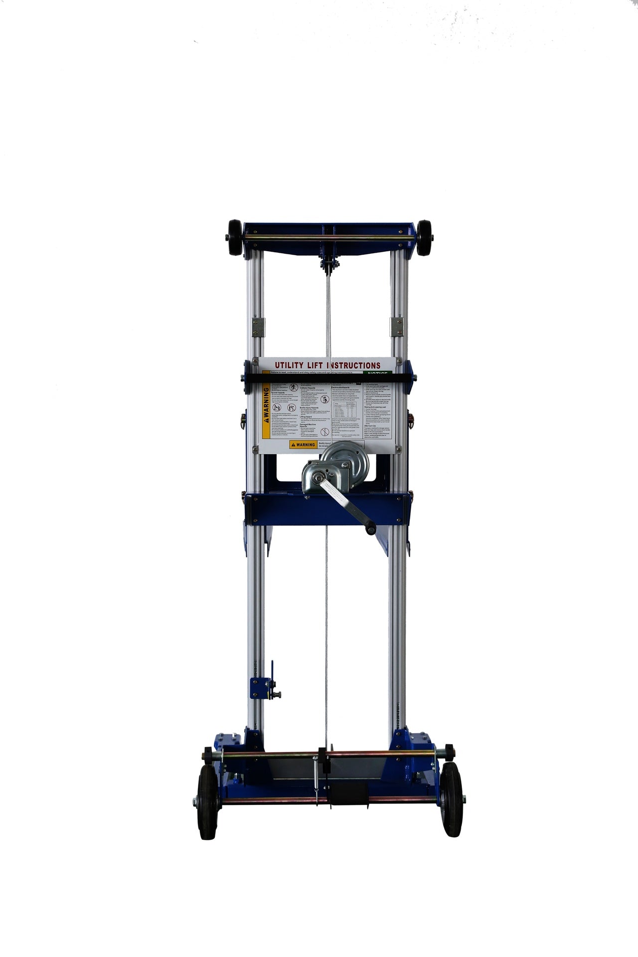 Lightweight Straddle Manual Hand Crank Stacker, Easy to move, 400lbs capacity, 122Max lift height, Blue