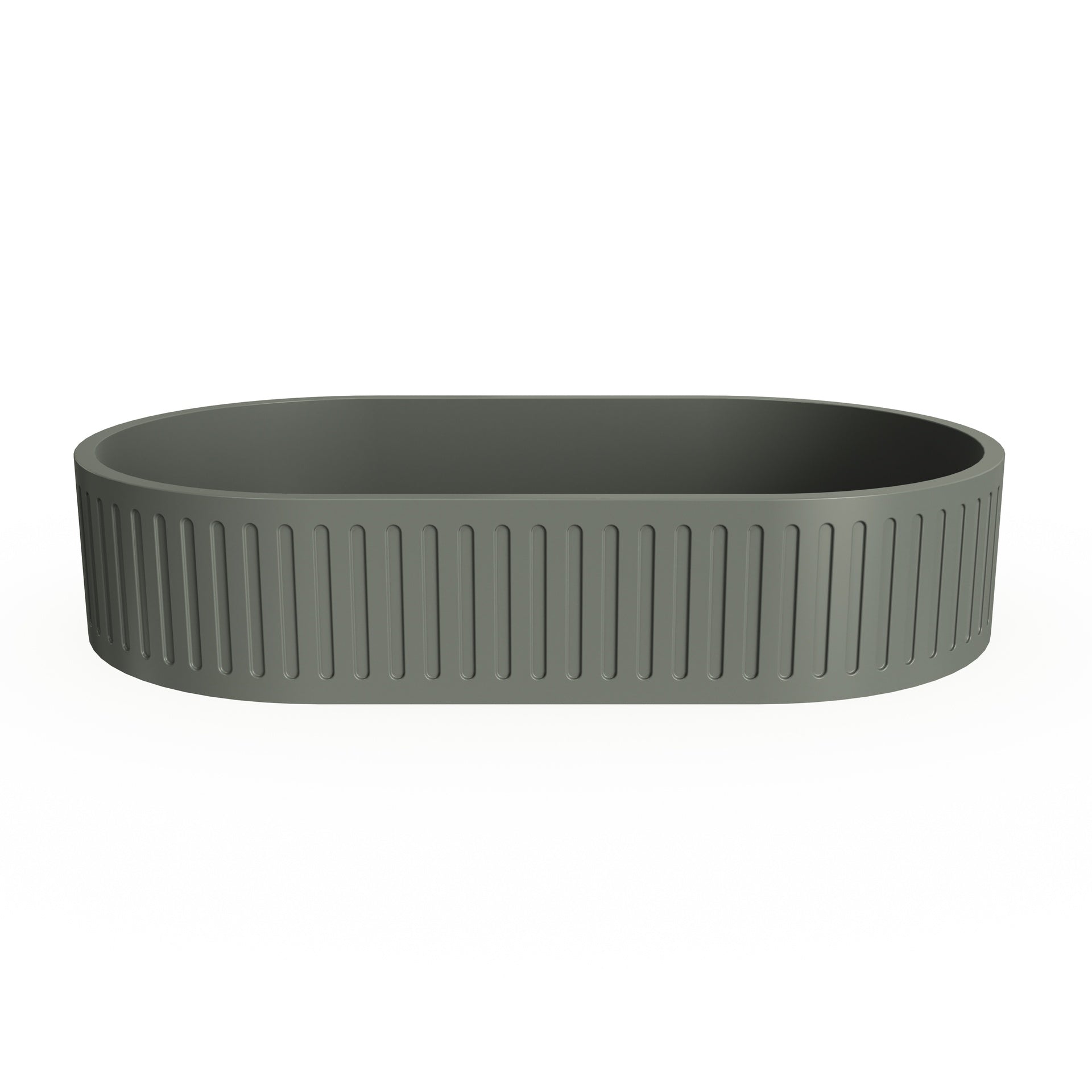 23.6'' Concrete Vessel Oval Modern Dark Green Bathroom Sink