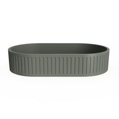23.6'' Concrete Vessel Oval Modern Dark Green Bathroom Sink