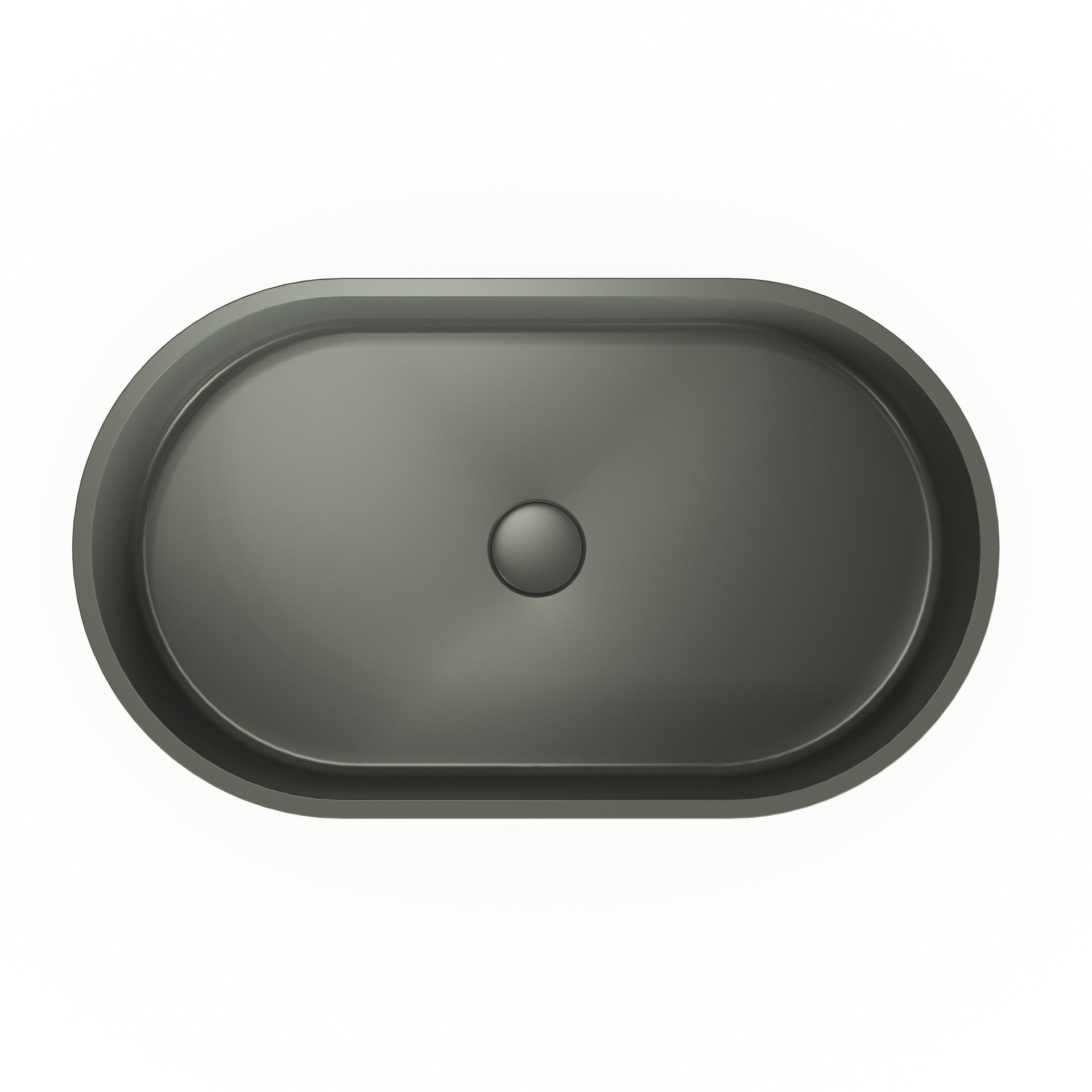 23.6'' Concrete Vessel Oval Modern Dark Green Bathroom Sink