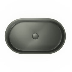 23.6'' Concrete Vessel Oval Modern Dark Green Bathroom Sink