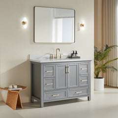 Fully Assembled 48'' Freestanding Bathroom Vanity with 2 Handles Sets