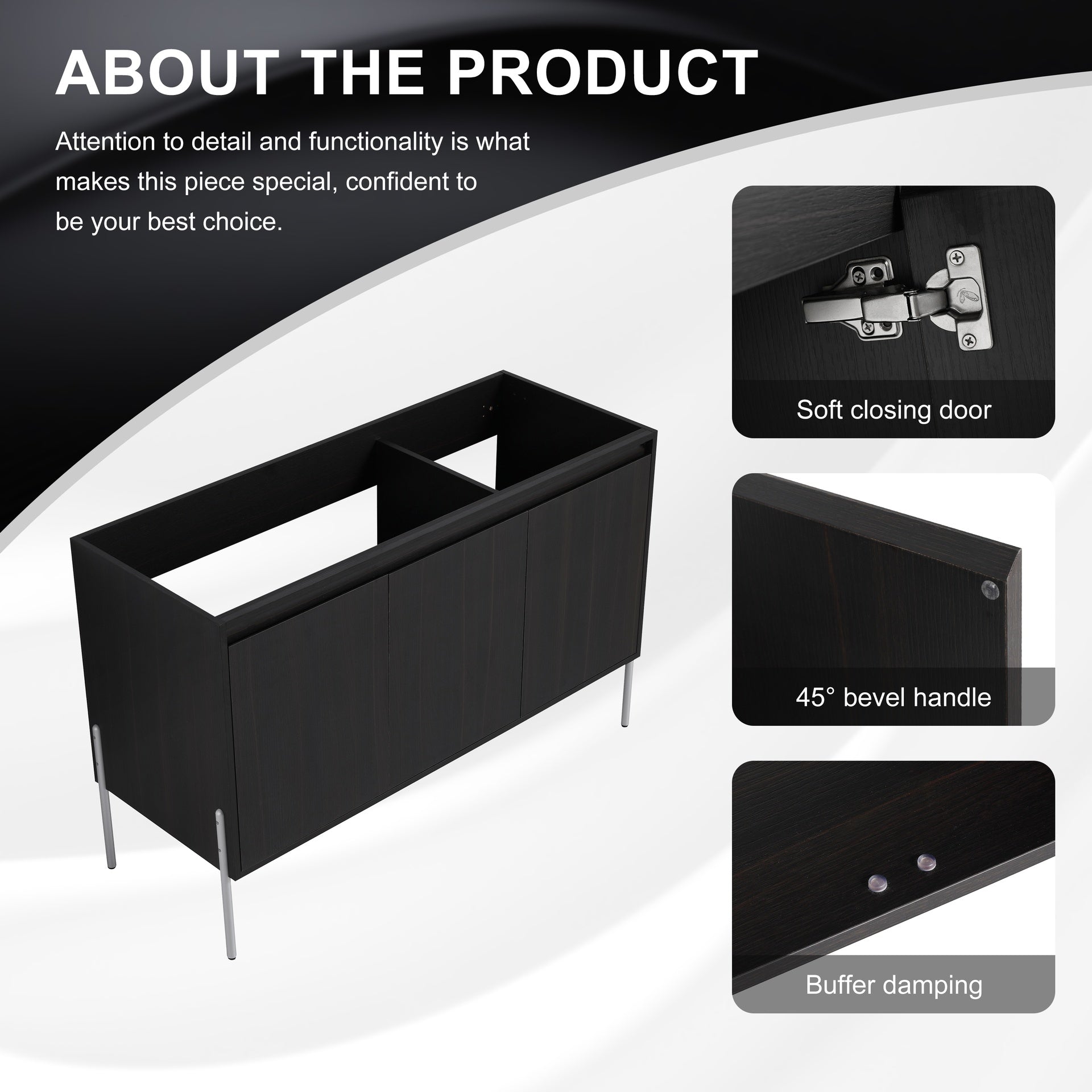 48" Freestanding Bathroom Vanity, Storage Cabinet with Soft Closed Doors (KD-Package)-Excluding Sink