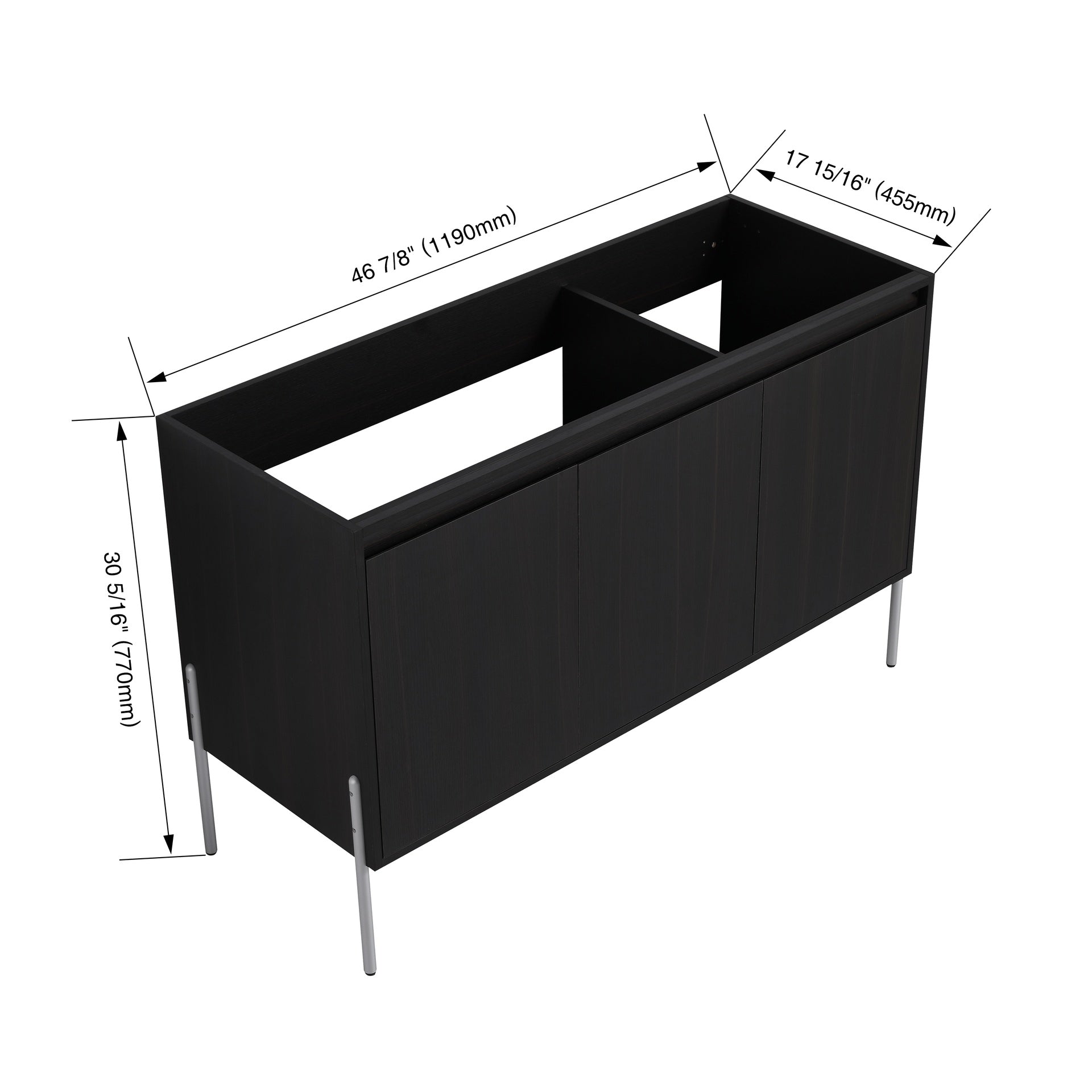 48" Freestanding Bathroom Vanity, Storage Cabinet with Soft Closed Doors (KD-Package)-Excluding Sink