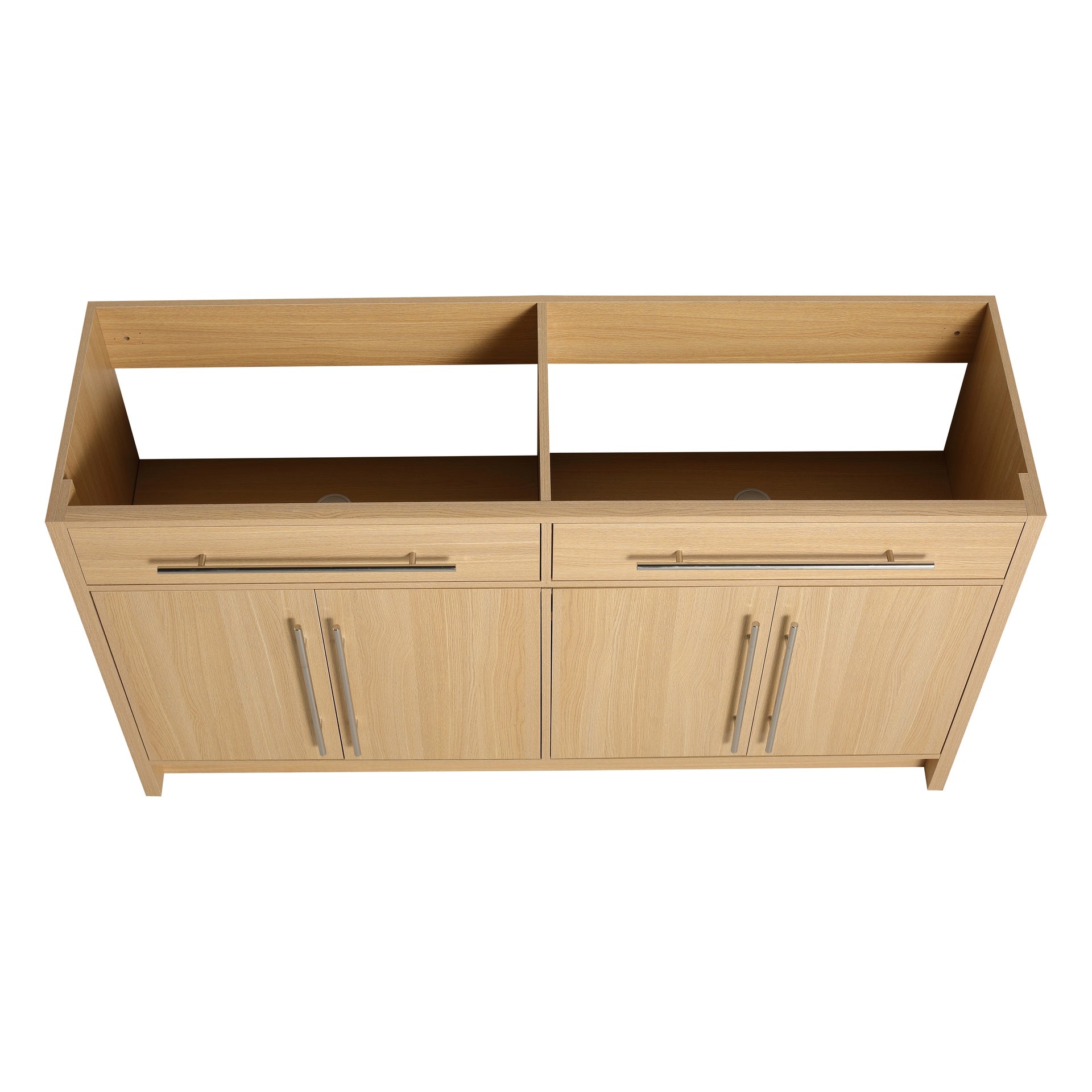 60" Freestanding Bathroom Vanity, 4-Soft Closing Door, Original Oak, Plywood, KD-PACKING, (Only Vanity, Excluding Sink)