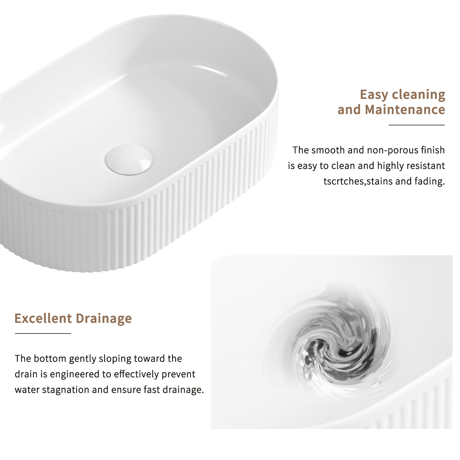 Oval Bathroom Sink Above Counter,19″ x 12″ White Porcelain Vessel Sink, Modern Vanity Bowl Sink, Art Ceramic Wash Basin