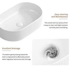 Oval Bathroom Sink Above Counter,19″ x 12″ White Porcelain Vessel Sink, Modern Vanity Bowl Sink, Art Ceramic Wash Basin