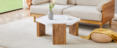 31-inch modern-style hexagonal coffee table,with white marble surface W1151138529