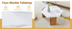 31-inch modern-style hexagonal coffee table,with white marble surface W1151138529