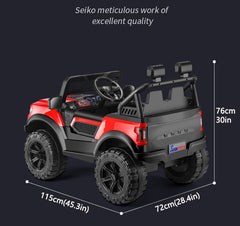 Kids Electric Ride On car, 12V 2 Motors Off Road Toy Car with 2.4G Remote Control, LED Lights, Music Player, Swing Function, 4 Wheel Shock Absorption for 3-8 Year Old Boys Girls