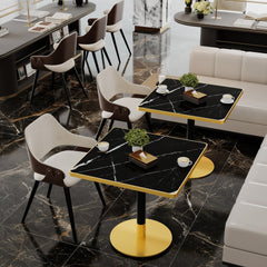 Square Modern Dinning Table 31.5 inches Bistro Table Tulip Table with Faux Marble top,Easy Assemble,Sturdy Metal Frame Diameter