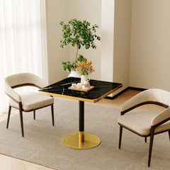 Square Modern Dinning Table 31.5 inches Bistro Table Tulip Table with Faux Marble top,Easy Assemble,Sturdy Metal Frame Diameter