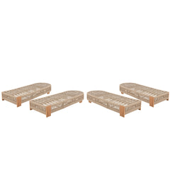 Outdoor Acacia Wood Patio Adjustable Lounge Chair Set of 4 - Uncushioned for Backyard Pool Garden - Beige rope & Natural iron