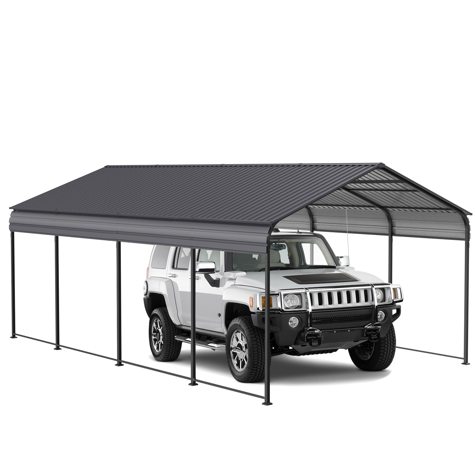 supply Video NEW Metal Carport 12 ×20 FT Heavy Duty with Galvanized Steel Roof, Metal Garage Canopy with Galvanized Steel Roof & Frame, Car Tent Outdoor Storage Shed for Car, Boats and Truck, Gray