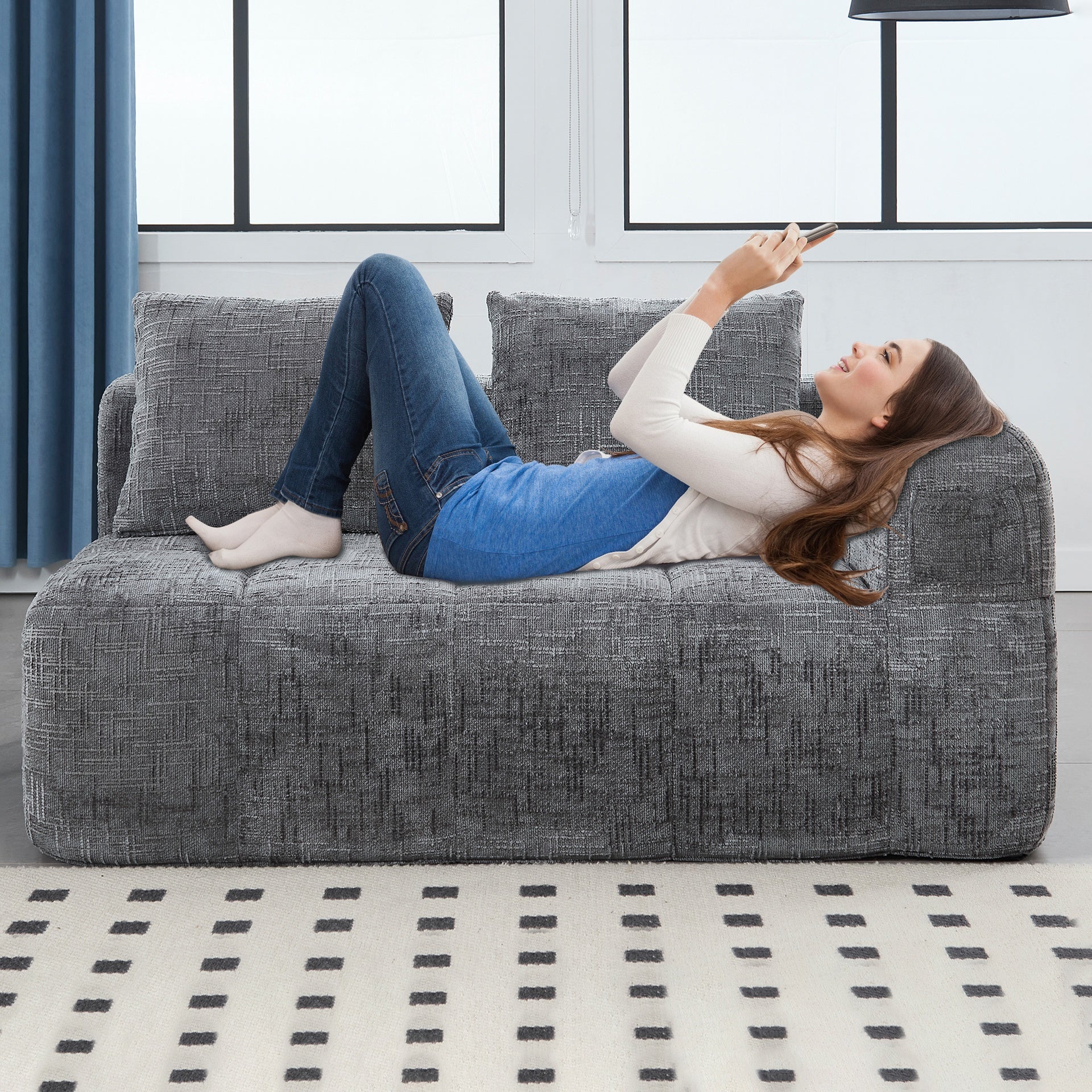 UNITED WE WIN Chenille Loveseat Sofa,Minimalist Modular Couches Sleeper for Living Room Bedroom Apartment Lounge