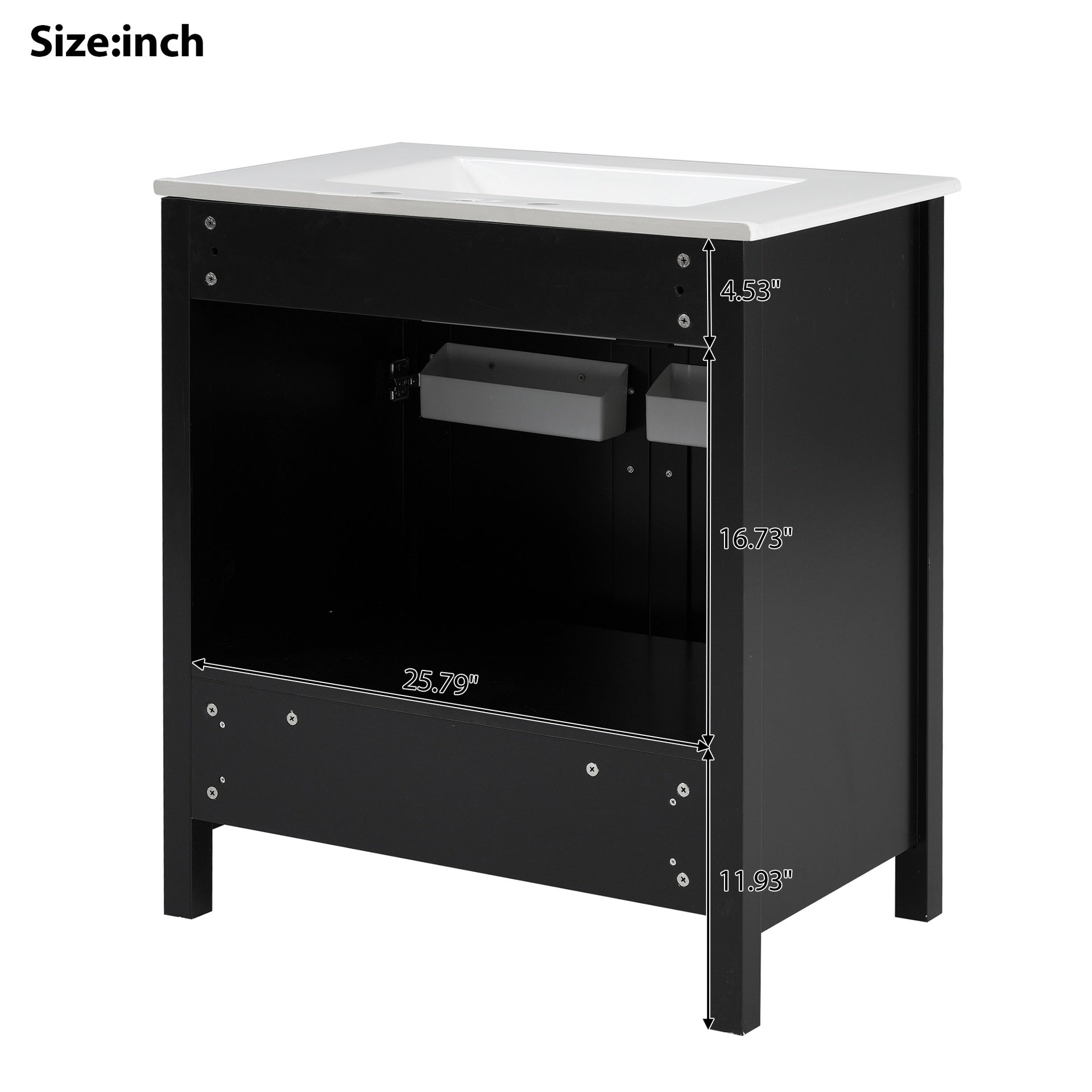 30-Inch  Bathroom Vanity with Ceramic Sink and Ample Storage - The Perfect Choice for Small Bathrooms