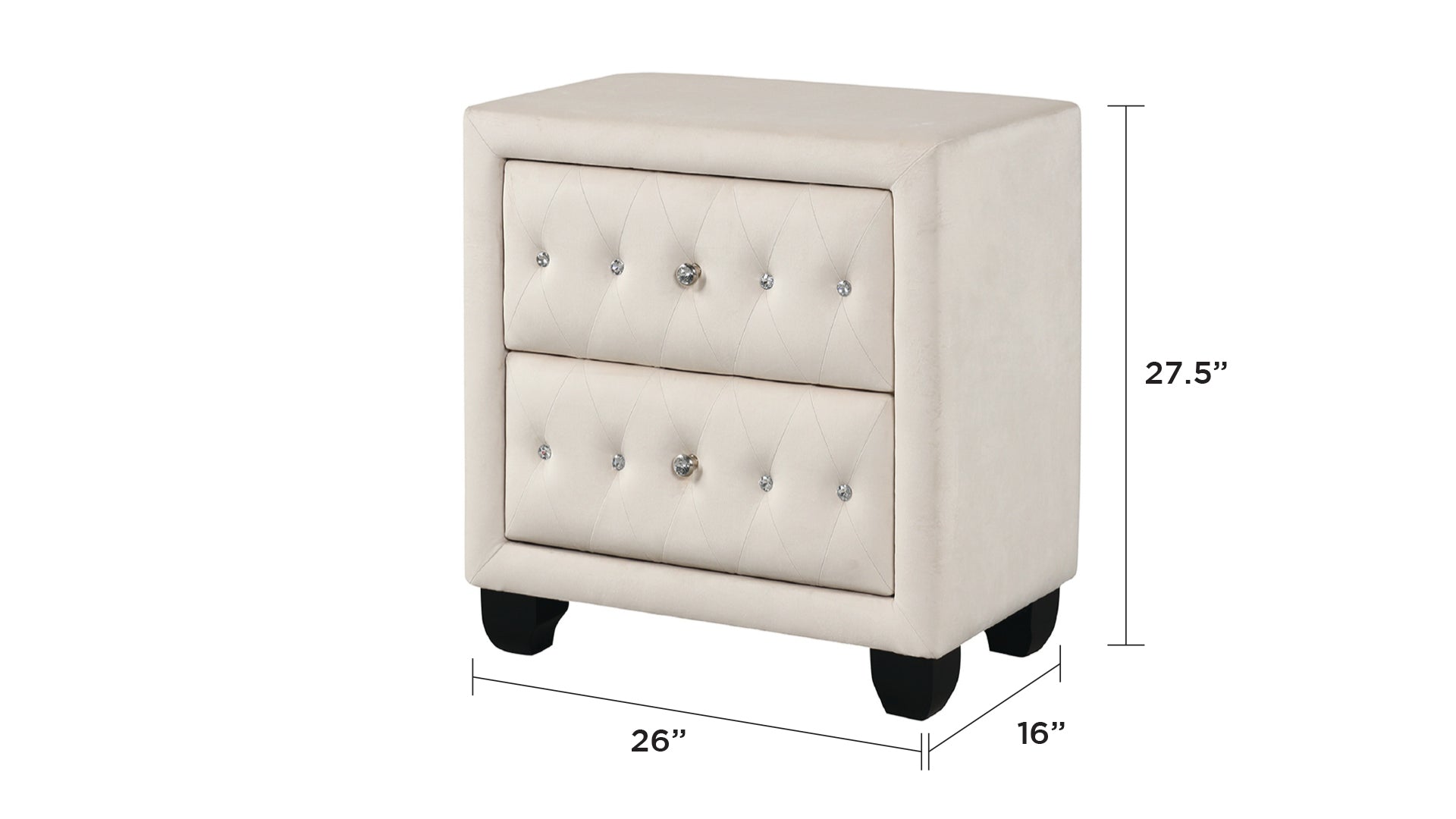Encore Modern Style Tufted and Upholstered Queen 5PC Bedroom set made with wood in Beige(NJ Inventory)