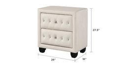 Encore Modern Style Tufted and Upholstered Queen 5PC Bedroom set made with wood in Beige(NJ Inventory)