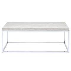 Light Oak and Chrome Coffee Table with Open Base