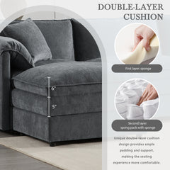 103" Chenille Modular Sectional Sofa with Deep and Wide Seat,L Shaped Cloud Couch Set with Double Cushions,4 Seat Sofa with Movable Ottoman,Oversized Indoor Furniture for Living Room&Apartment