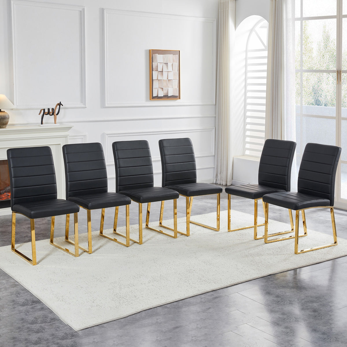 6-Pack - Heavy-duty chairs set: 2.1" thick cushion, iron frame, perfect for home or office. Classic colors, great value