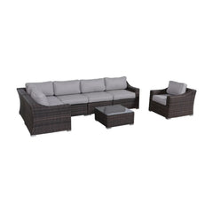 LSI All-Weather Wicker 5-Seat Conversation Set with Cushions – No Assembly Required
