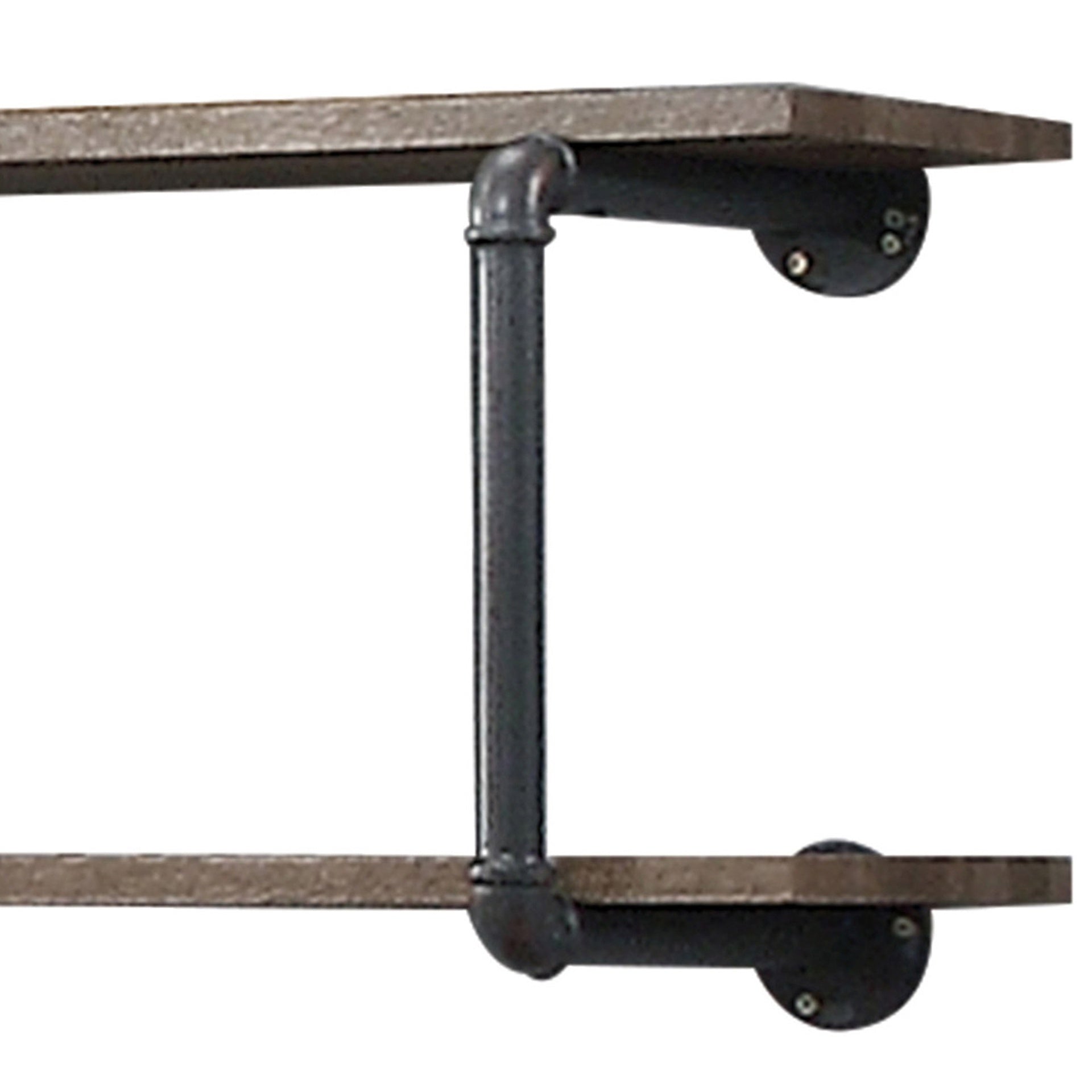 Antique Oak and Sandy Grey 2-Tier Wall Shelf