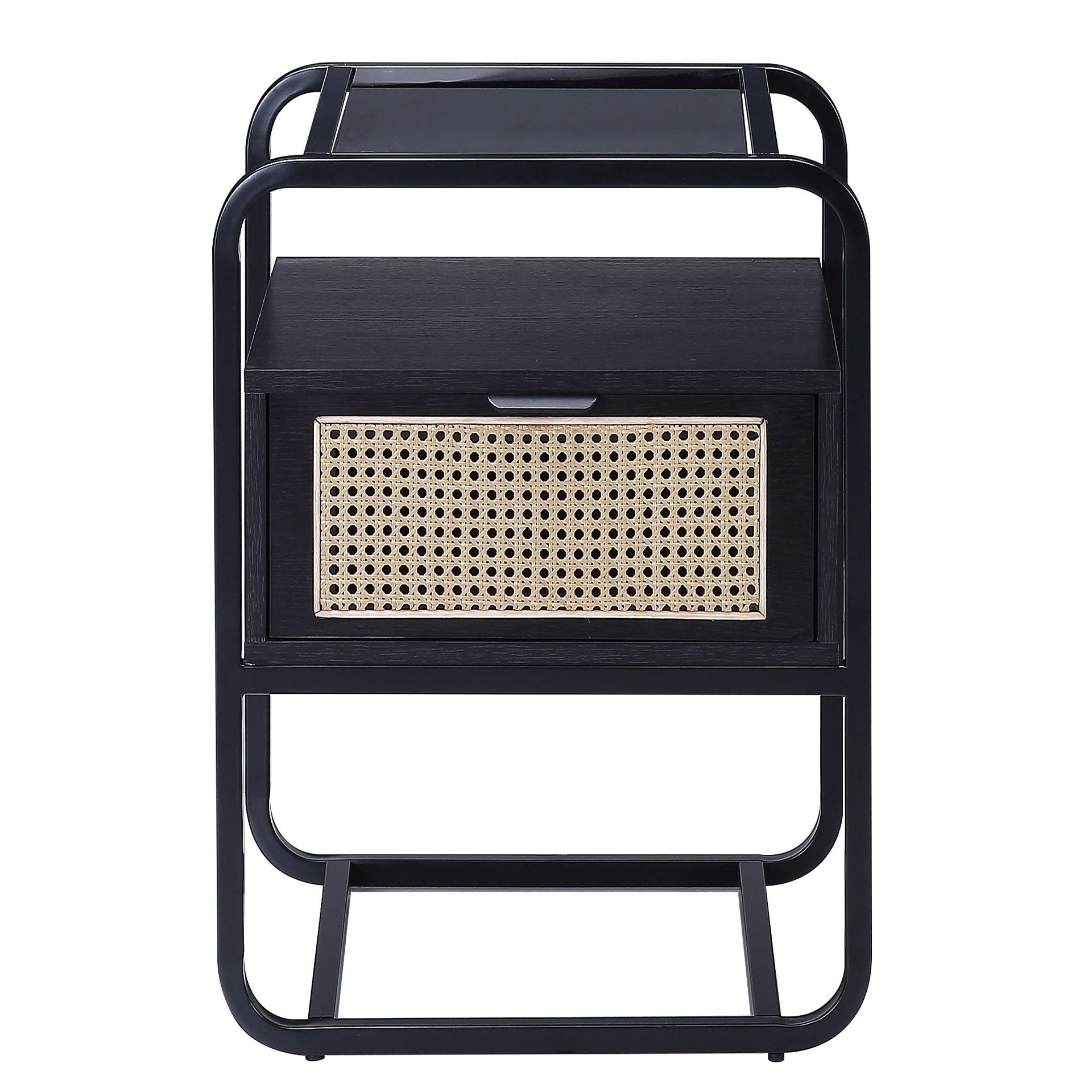 Black Accent Table with Glass Top