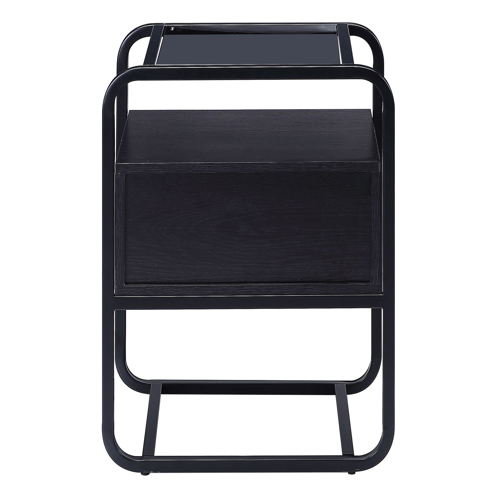 Black Accent Table with Glass Top