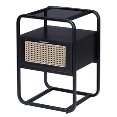 Black Accent Table with Glass Top