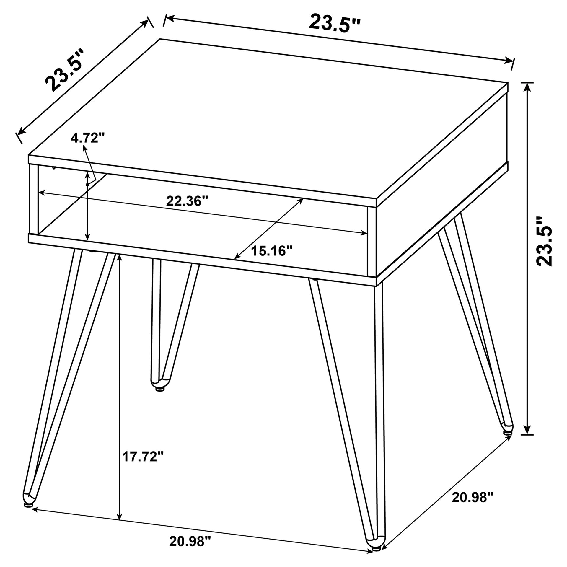Golden Oak and Black Square End Table