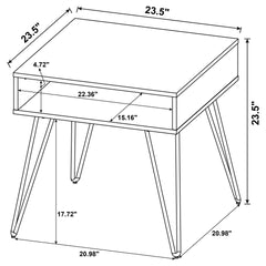 Golden Oak and Black Square End Table