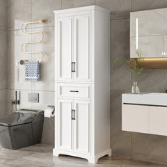 70.8" Freestanding Bathroom Vanity, Modern Elegant Design, 4 Doors & 1 Drawer, Space-Saving Storage with Adjustable Shelves, Damping Hinge Doors, Durable Painted Finish