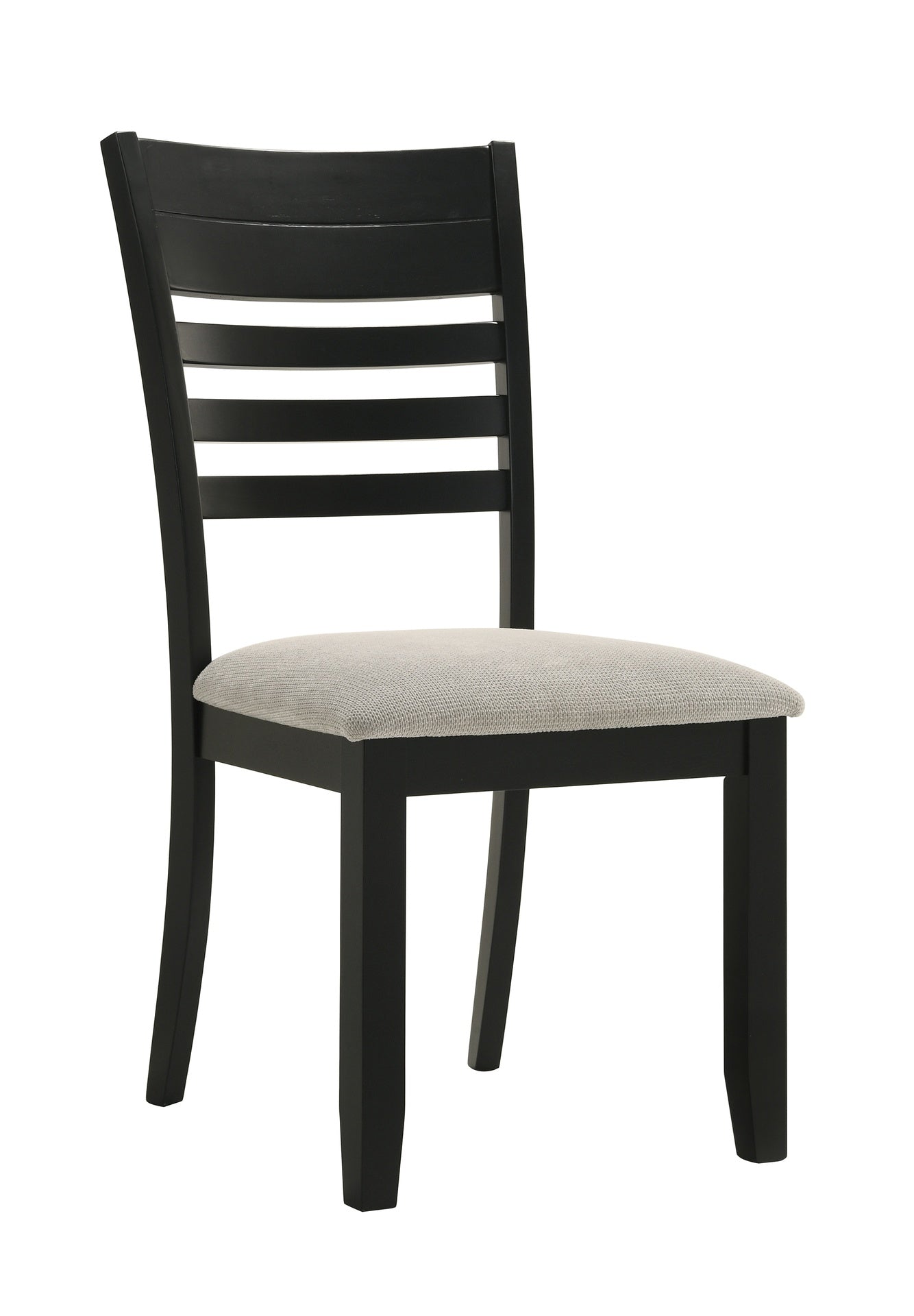 Contemporary 6pc Dining Set Rectangular Table Two- Tone Finish Wood Base Ladder Back Upholstery Chairs Bench Black Gray Finish Wooden Dining Room Furniture