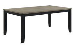 Contemporary 6pc Dining Set Rectangular Table Two- Tone Finish Wood Base Ladder Back Upholstery Chairs Bench Black Gray Finish Wooden Dining Room Furniture