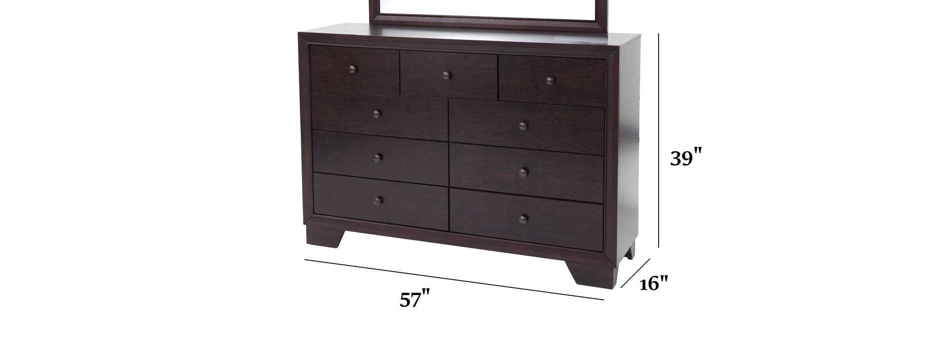 Modern Style 1pc Dresser Nine Drawers Brown Color Finish Bedroom Furniture