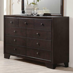 Modern Style 1pc Dresser Nine Drawers Brown Color Finish Bedroom Furniture