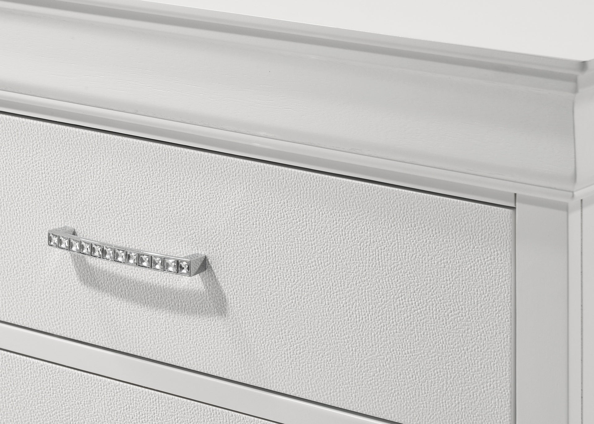 1pc Modern Glam Style Two Drawers Nightstand Solid Wood Crystal-Like Diamond Tufted Texture Finish Bedroom Furniture White