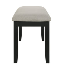 1pc Black Gray Bench Dining Room Fabric Upholstery Kitchen Dining Wooden Furniture