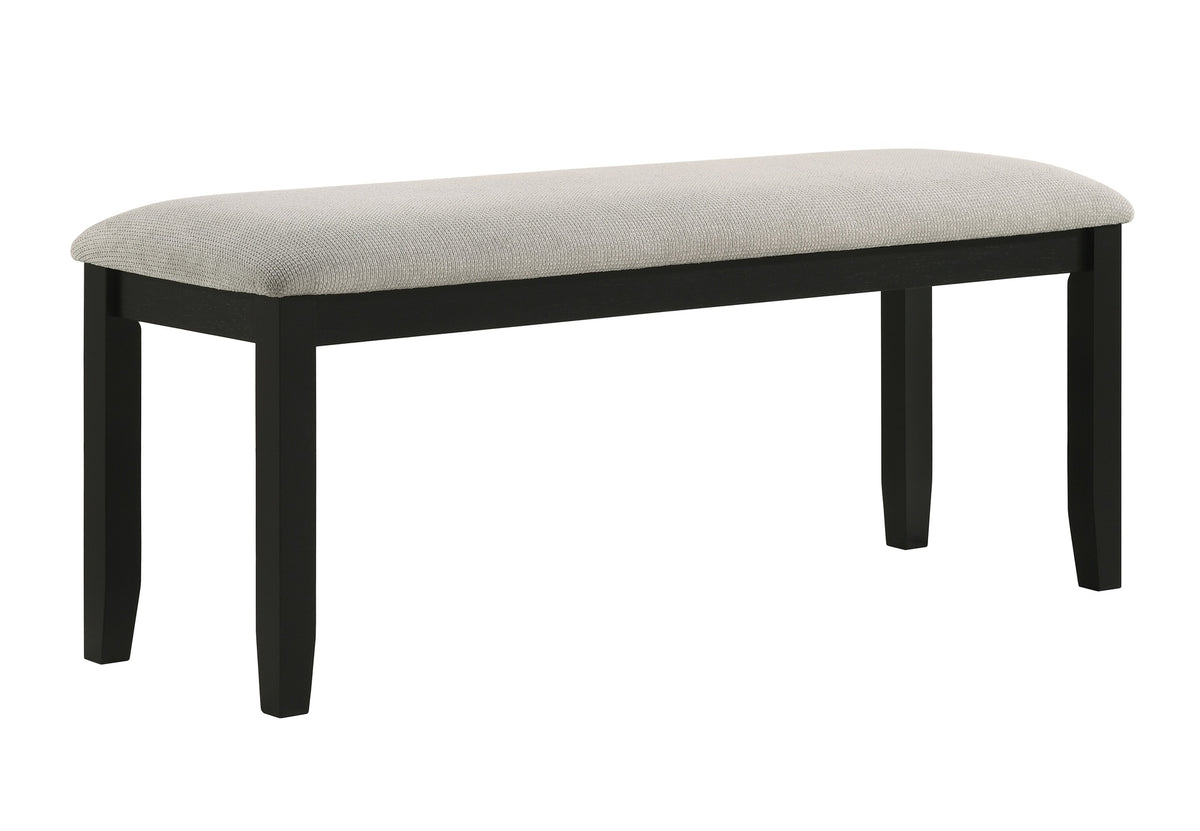 1pc Black Gray Bench Dining Room Fabric Upholstery Kitchen Dining Wooden Furniture
