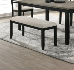 1pc Black Gray Bench Dining Room Fabric Upholstery Kitchen Dining Wooden Furniture