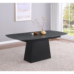 Idlewild Black Faux Marble Extension Leaf Dining Table