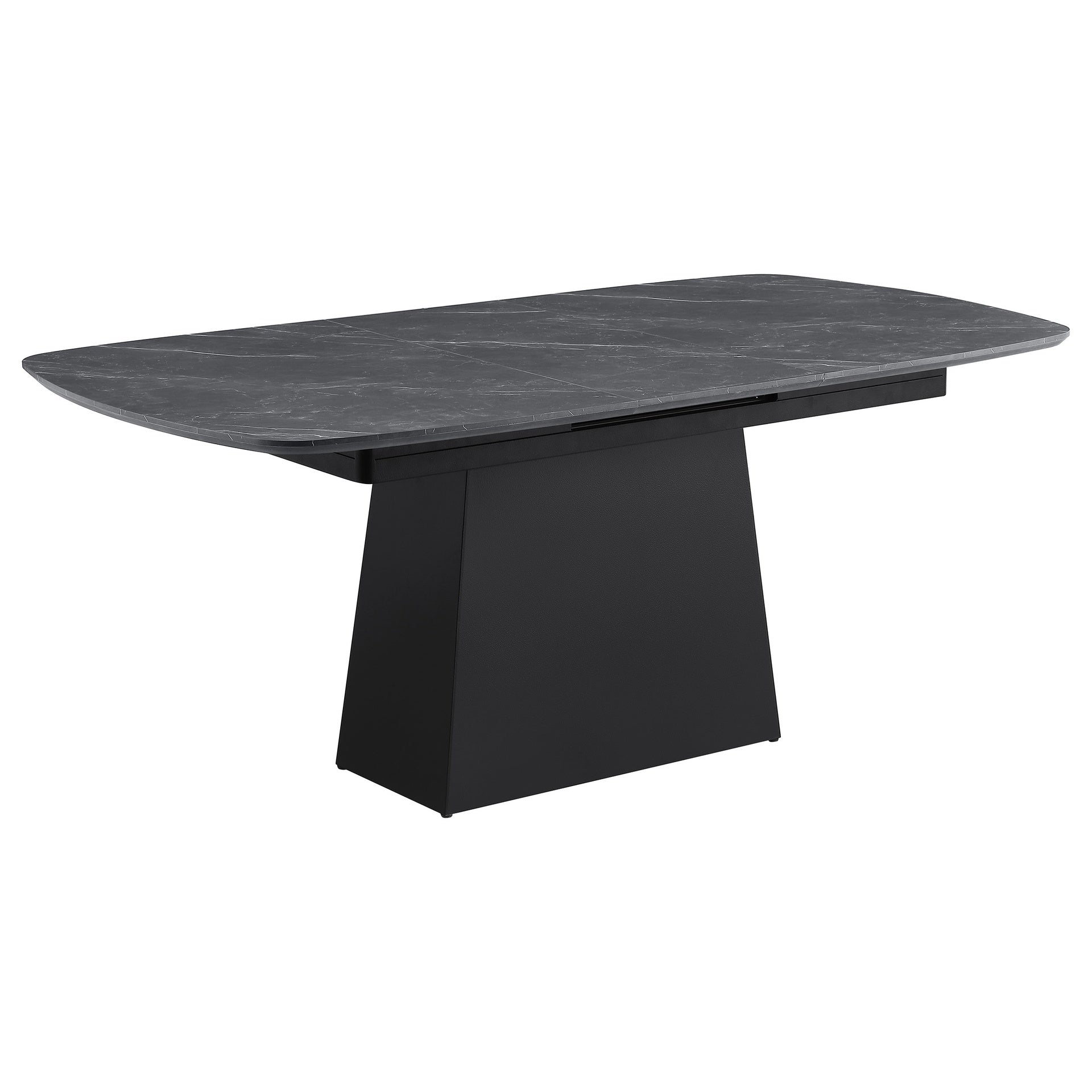 Idlewild Black Faux Marble Extension Leaf Dining Table
