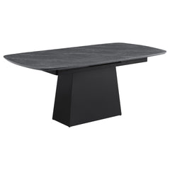 Idlewild Black Faux Marble Extension Leaf Dining Table