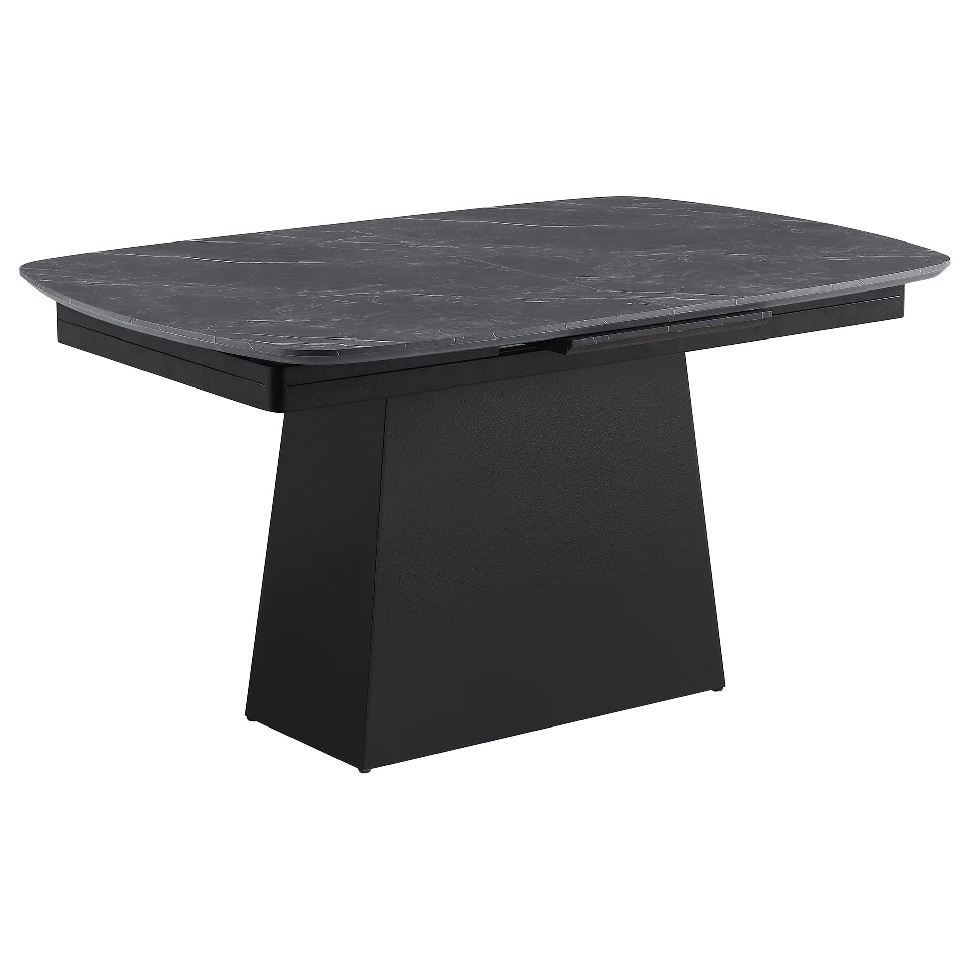 Idlewild Black Faux Marble Extension Leaf Dining Table