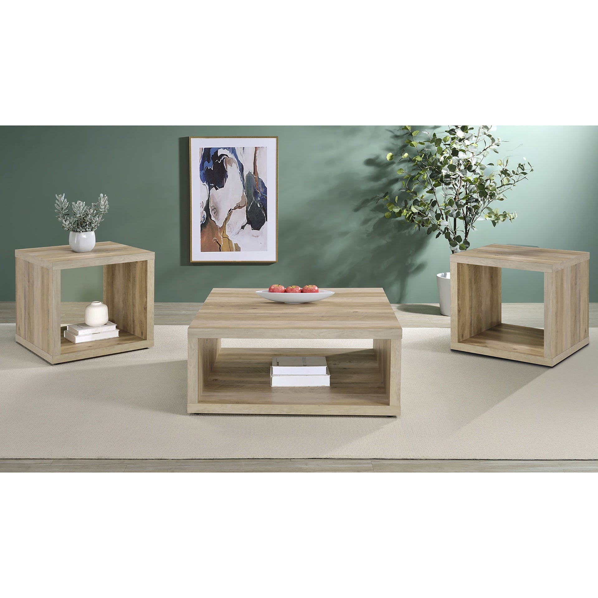 Hermosa Distressed Pine 3-piece Coffee and End Table Set