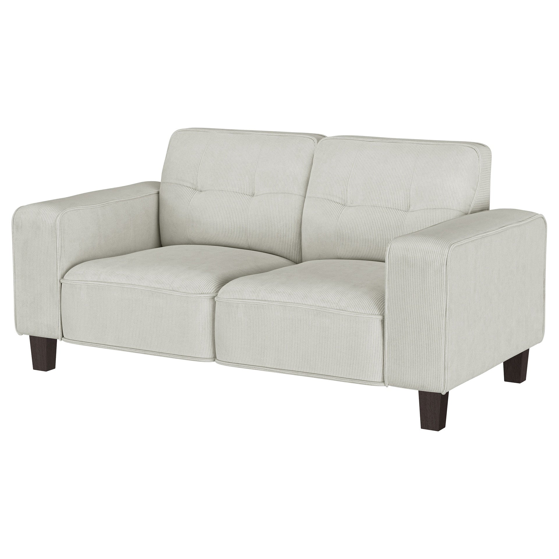 Xana Greige Upholstered Track Arm Tufted Loveseat